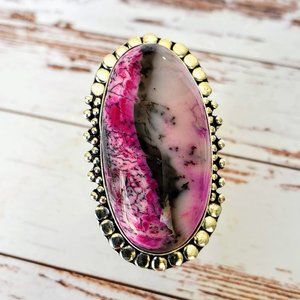 Pink Dendritic Opal Ring